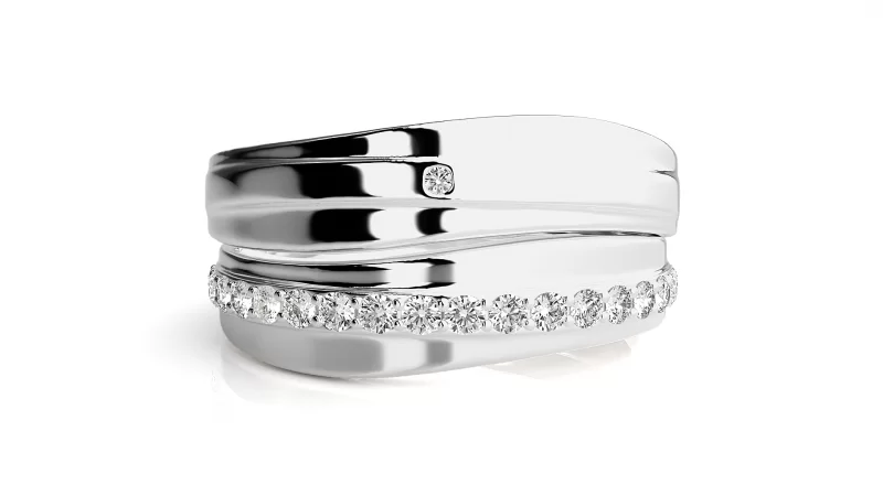 Verighete Couple Flowing Geometric Aur 18k Real Diamonds - Lisbon
