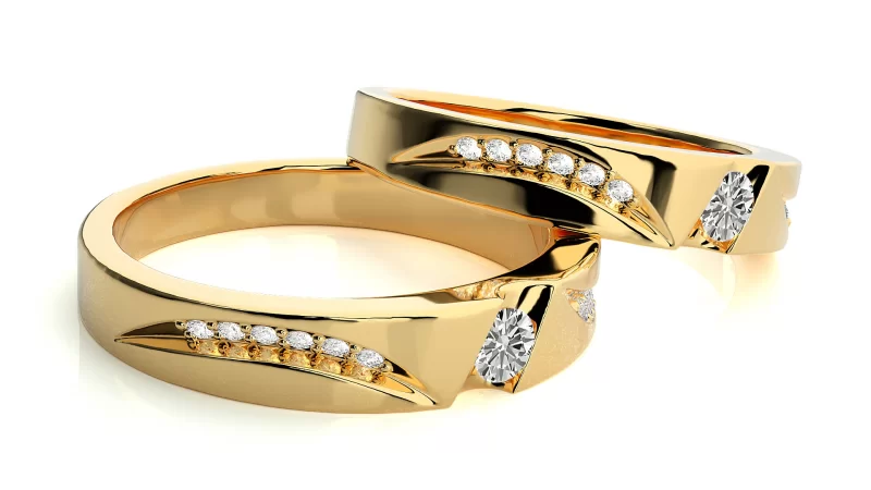 Verighete Couple Dynamic Patterns Aur 18k Real Diamonds - Mexico