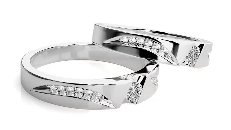 Verighete Couple Dynamic Patterns Aur 18k Real Diamonds - Mexico