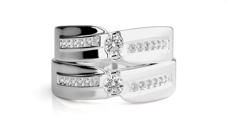 Verighete Couple Elegant Lines Aur 18k Diamante Naturale - Luxemburg