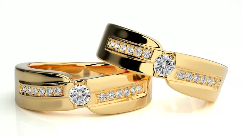 Verighete Couple Elegant Lines Aur 18k Diamante Naturale - Luxemburg