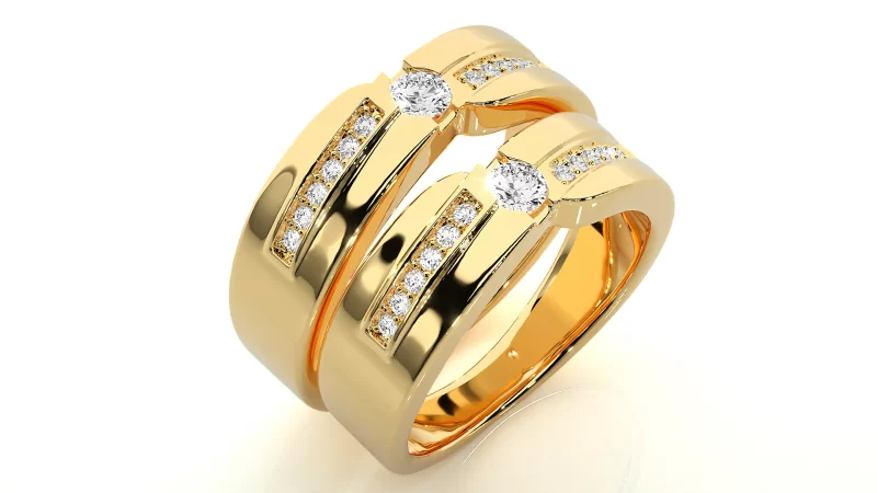 Verighete Couple Elegant Lines Aur 18k Diamante Naturale - Luxemburg