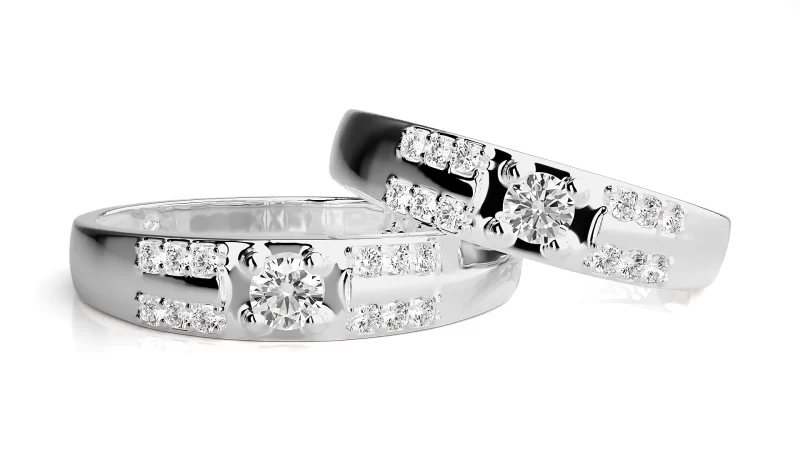 Verighete Cuplu Contemporary Sparkle Aur 18k Genuine Diamonds - Porto