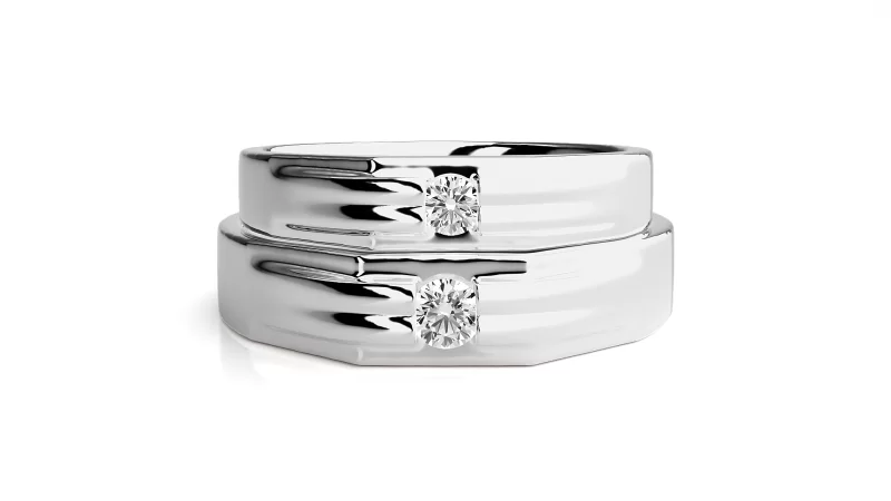 Verighete Cuplu Graceful Pattern Aur 18k Real Diamonds - Gembloux