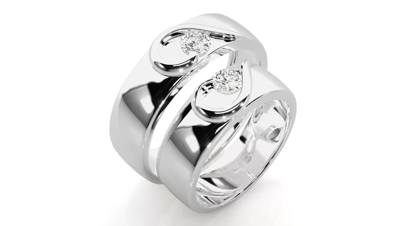 Verighete Cuplu Flowing Spirals Aur 18k Diamante Naturale - Larissa