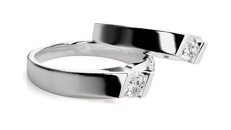 Verighete Cuplu Sylish Geometry Aur 18k Natural Diamonds - Côte d’Azur