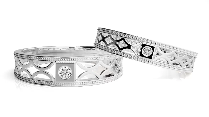 Verighete Cuplu Enchanting Carved Aur 18k Real Diamonds - Nantes