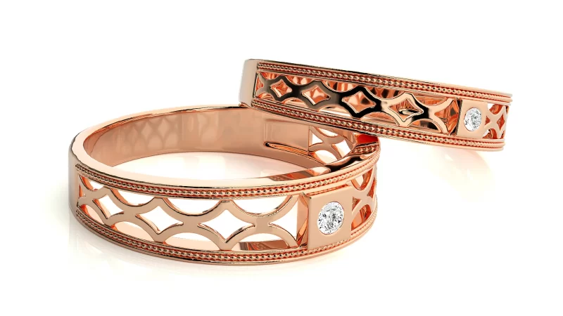 Verighete Cuplu Enchanting Carved Aur 18k Real Diamonds - Nantes