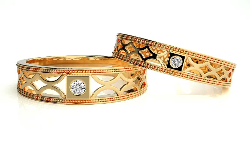 Verighete Cuplu Enchanting Carved Aur 18k Real Diamonds - Nantes
