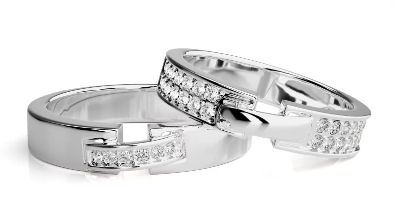 Verighete Cuplu Luxurious Design Aur 18k Diamante Naturale - Dijon