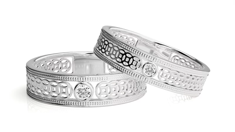 Verighete Cuplu Enchanting Carved Aur 18k Genuine Diamonds - Bordeaux
