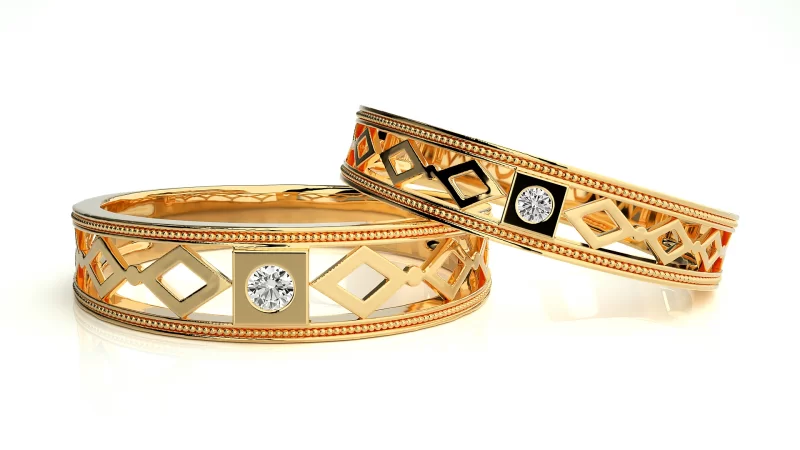 Verighete Cuplu Harmonious Carved Aur 18k Genuine Diamonds - Toulouse