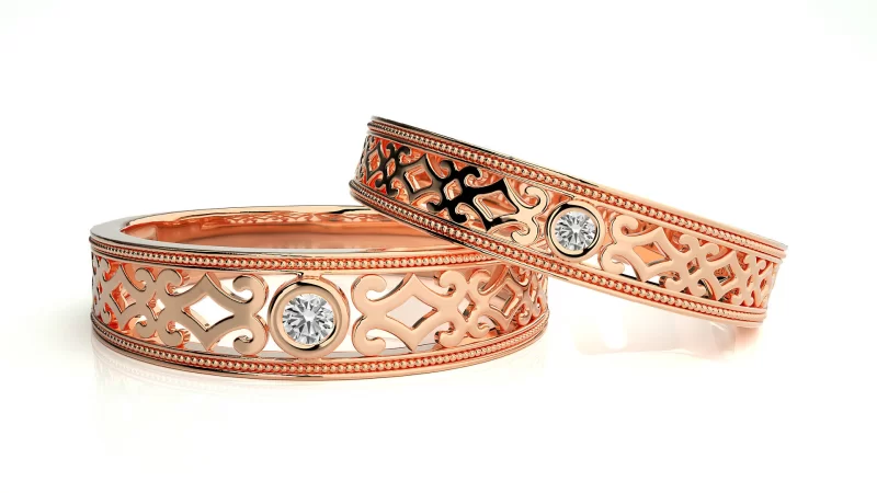 Verighete Cuplu Outstanding Pattern Aur 18k Real Diamonds - Marseille