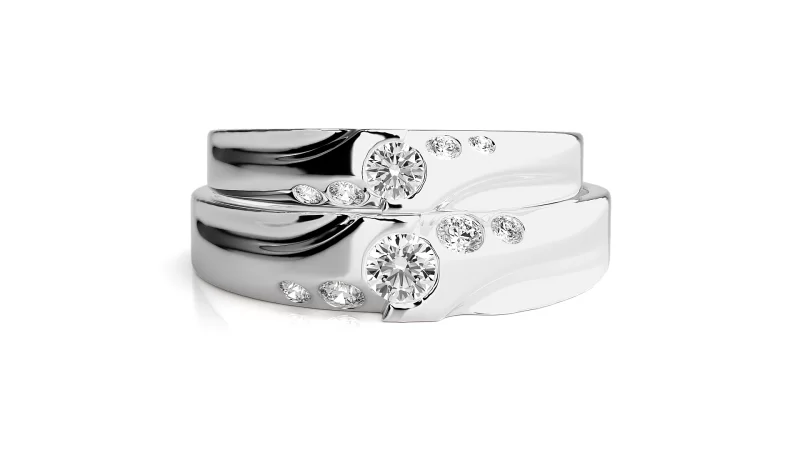 Verighete Couple Contemporary Vibe Aur 18k Diamante Naturale - Cadaque