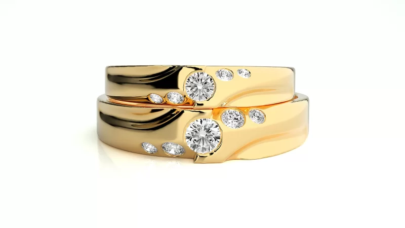 Verighete Couple Contemporary Vibe Aur 18k Diamante Naturale - Cadaque