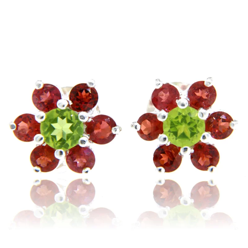 Cercei Argint 925 Peridot Granat Naturale - Energie si Rafinament