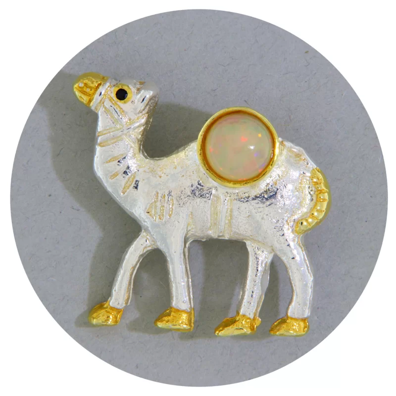Brosa Argint 925 Accente aurite Opal Natural - Stralucire delicata