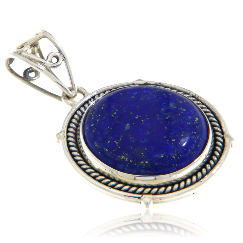 Pandantiv Argint 925 Lapis Lazuli Natural Rotund - Rafinament si Intelepciune