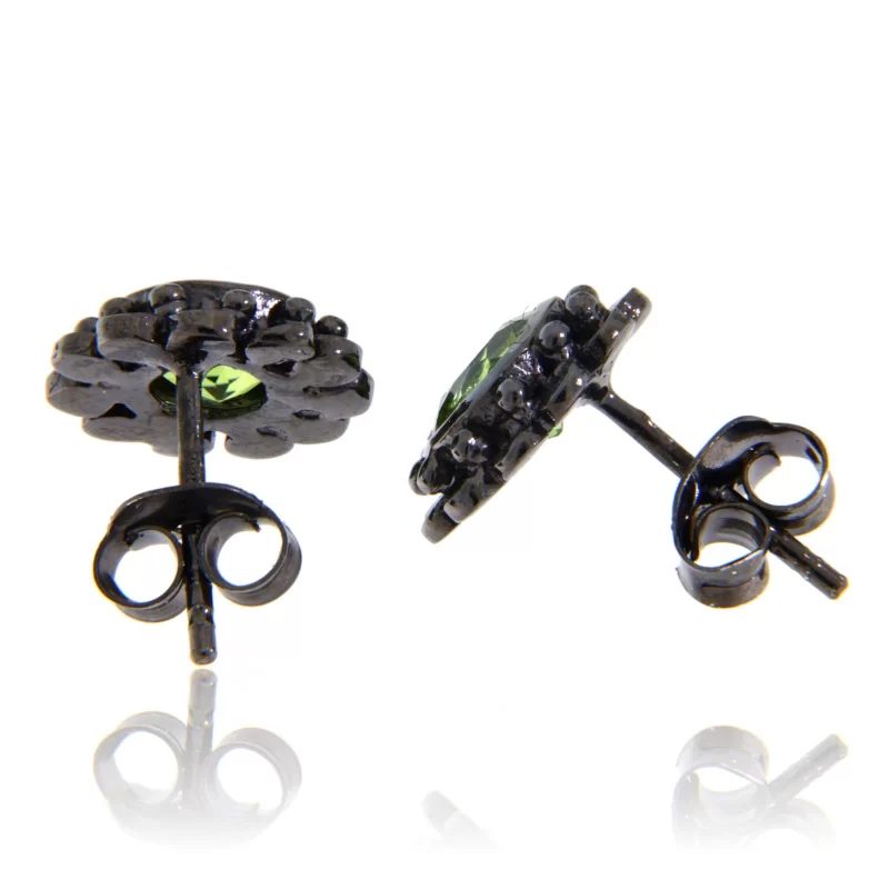 Cercei Argint 925 Rodiu Negru Peridot Natural - Sofisticat si Vibrant