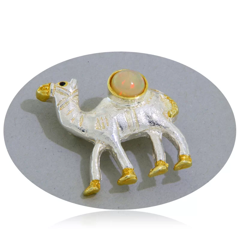 Brosa Argint 925 Accente aurite Opal Natural - Stralucire delicata