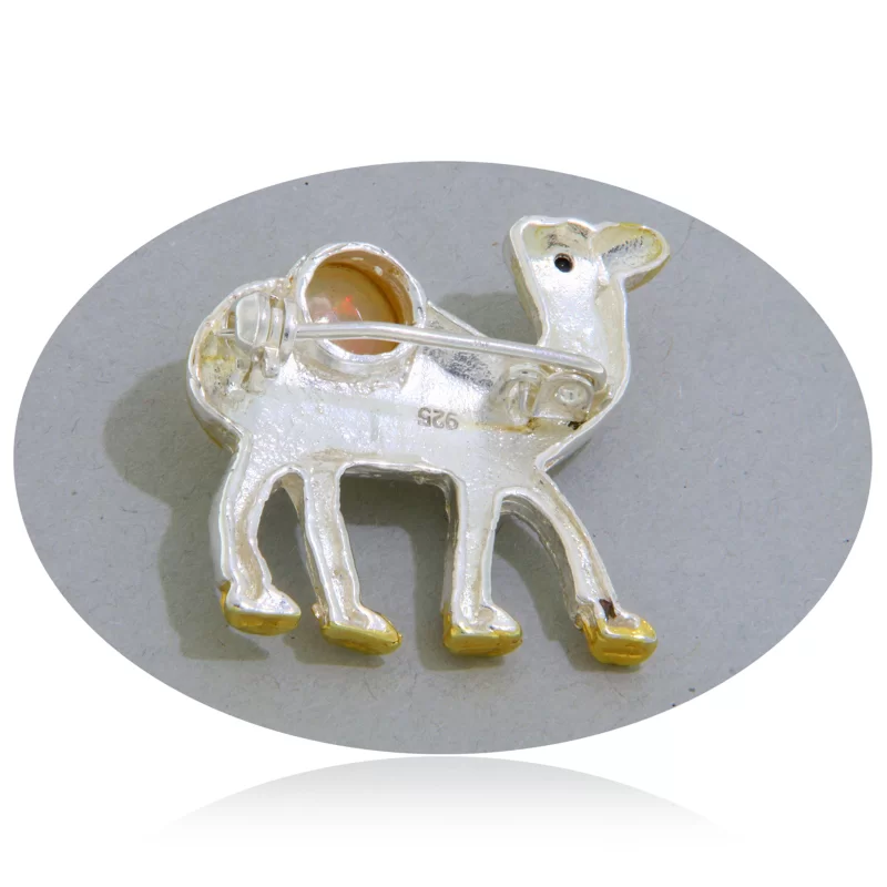 Brosa Argint 925 Accente aurite Opal Natural - Stralucire delicata