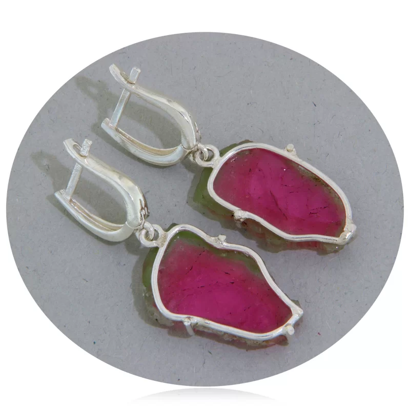 Cercei Argint 925 Turmalina Watermelon Natural - Eleganta si Culoare