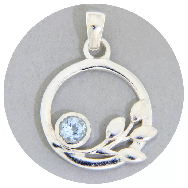 Pandantiv Argint 925 Ramura cu frunze Topaz Natural - Eleganta si Claritate