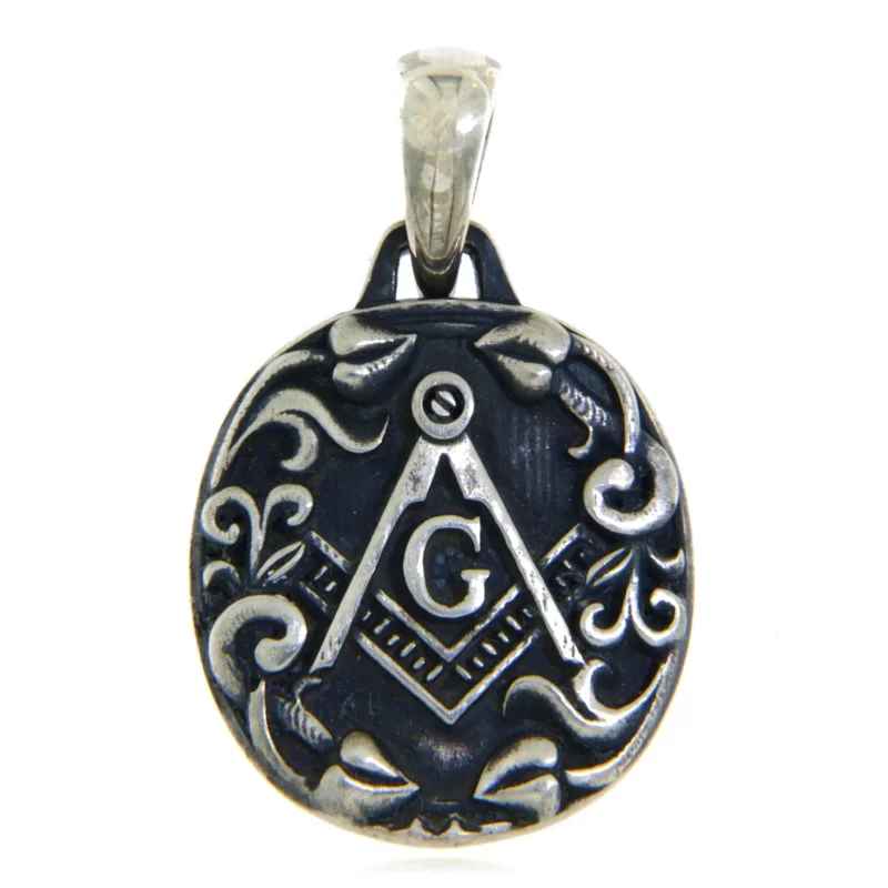 Pandantiv Argint 925 Oxidat Simbol Masonic Compas si Echer