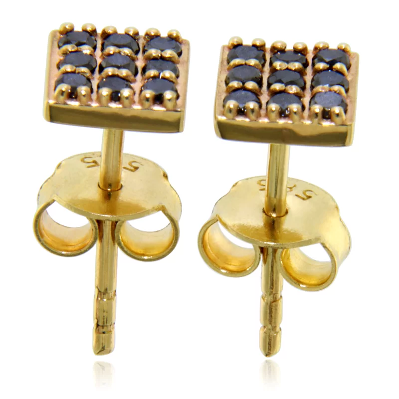 Cercei Aur Galben 14k 18 Diamante Negre Naturale - Eleganta si Mister