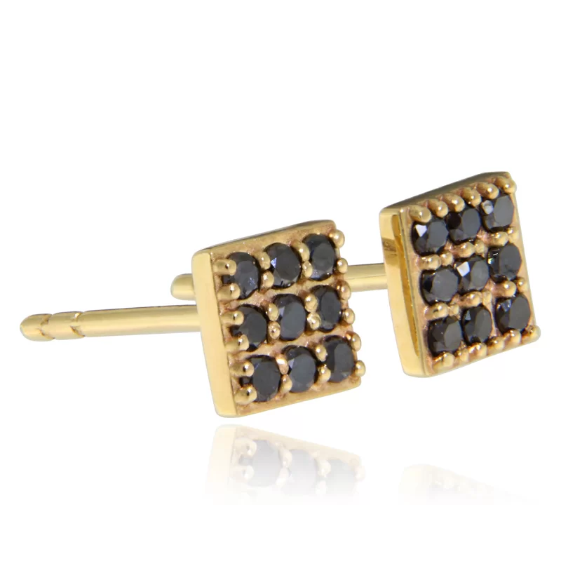 Cercei Aur Galben 14k 18 Diamante Negre Naturale - Eleganta si Mister