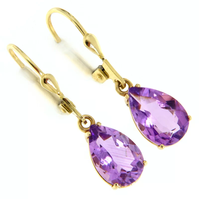 Cercei Aur Galben 14k Ametist Natural - Eleganta si Delicatete