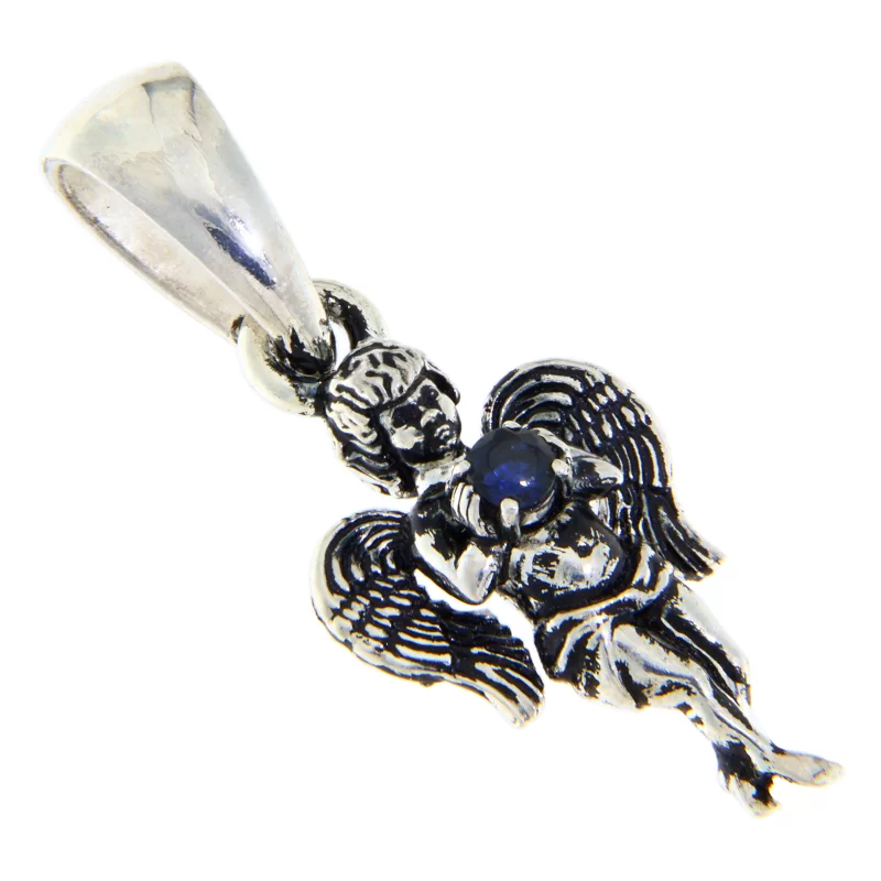 Pandant Argint 925 Safir de Ceylon Natural - Ingeras Moon Angel