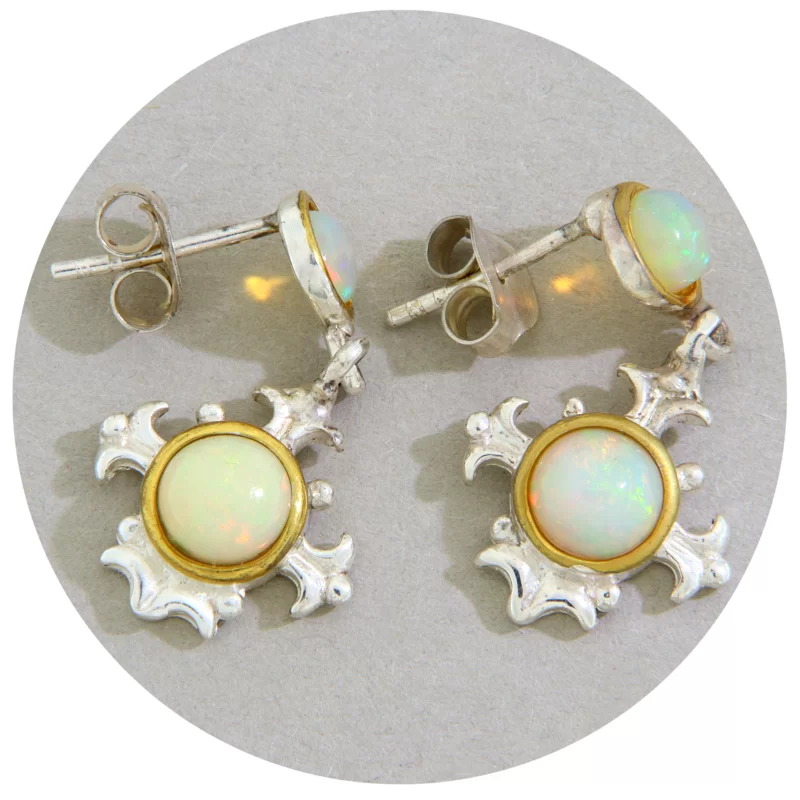 Cercei Argint 925 Accente Aurite Opal Natural - Eleganta Subtila si Luminoasa