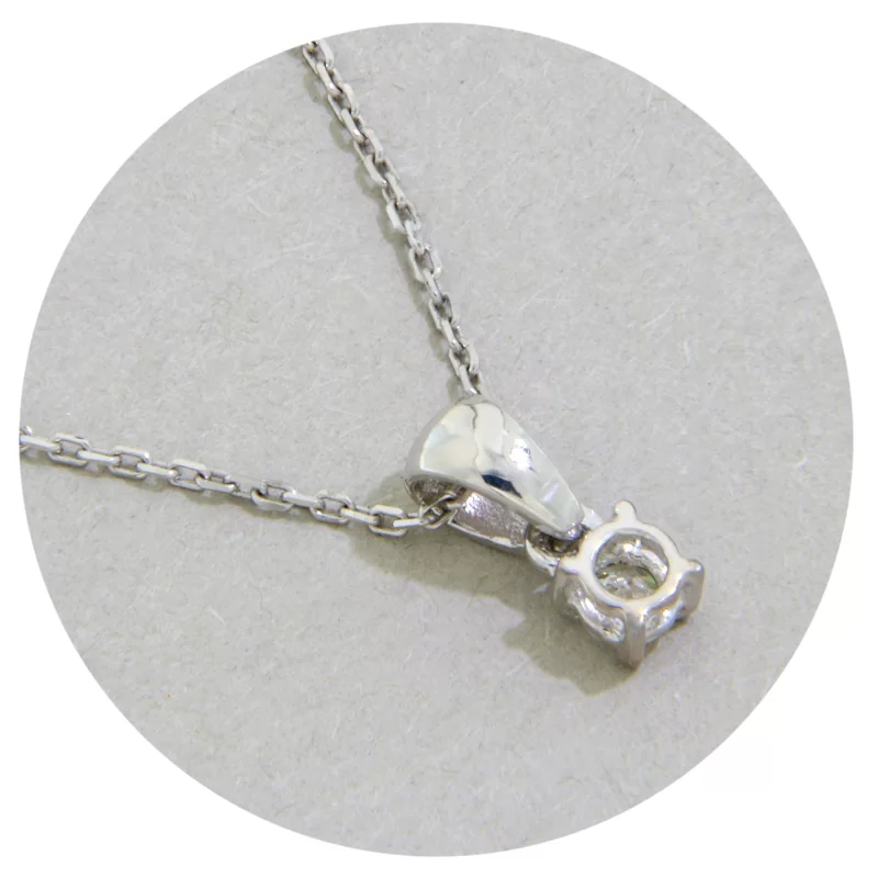 Pandantiv cu Lant Aur 14k Alb Elegant Solitaire Diamante Naturale - Amalia
