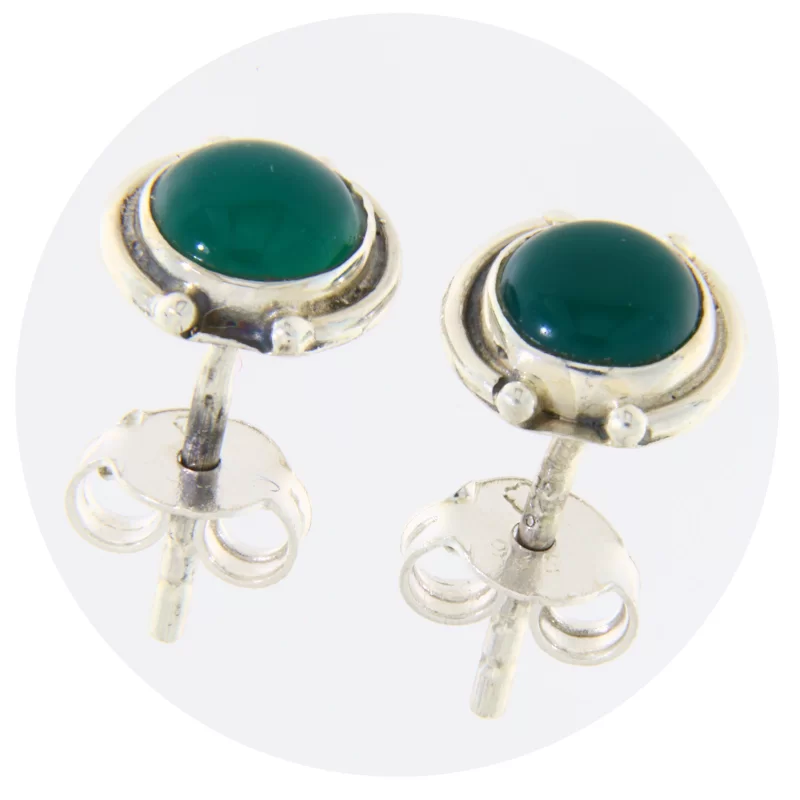 Cercei Argint 925 Stud Surub Onix Verde Natural - Stil si Vitalitate