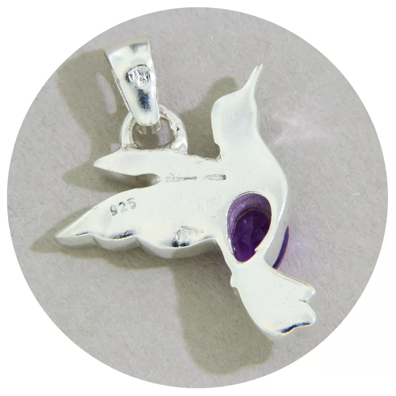 Pandantiv Argint 925 Colibri Ametist Natural - Gratie si Eleganta