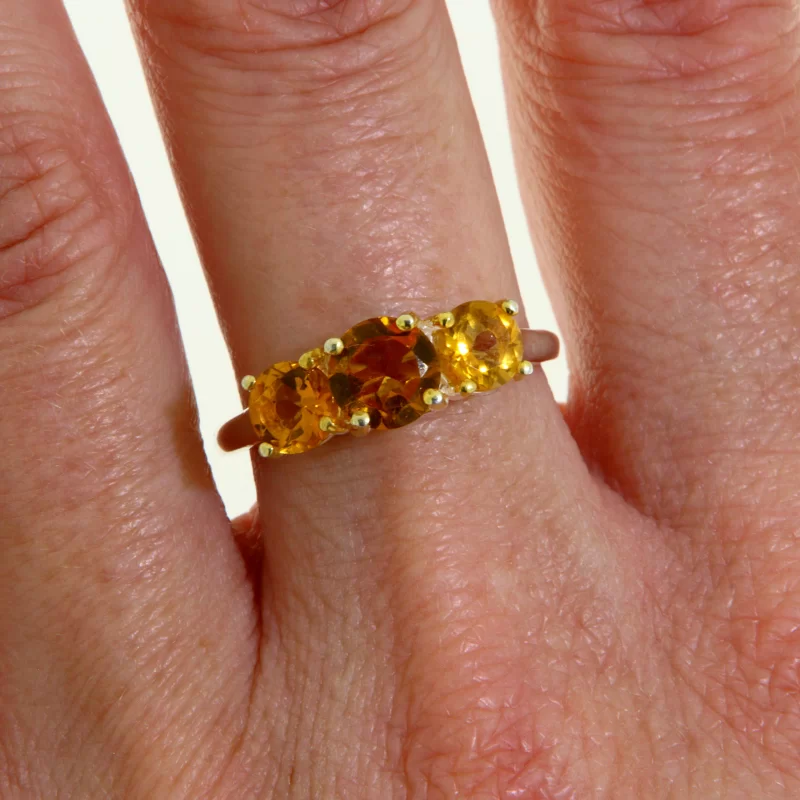 Inel Argint 925 Accente Aurite Citrin Natural - Rafinament si Stralucire