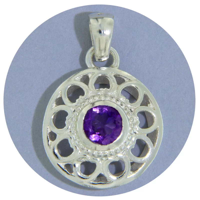 Pandantiv Argint 925 Inimi Ametist Natural - Rafinament si Spiritualitate