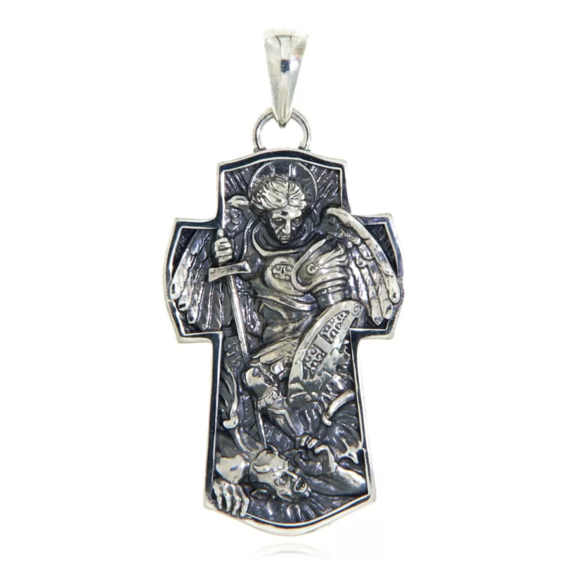 Pandantiv Masiv Argint 925 Oxidat Arhanghelul Mihail - Protectie si Dreptate Divina