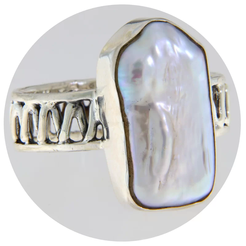 Inel Argint 925 Oxidat Perla de Cultura - Eleganta si Stil