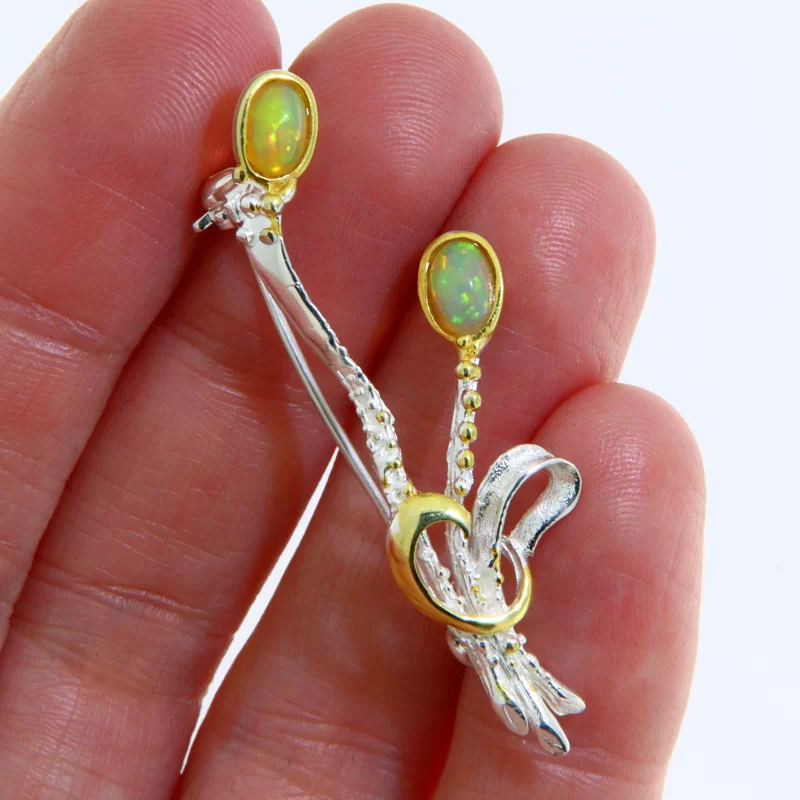 Brosa Argint 925 Accente Aurite Opal Natural - Spring Blooming