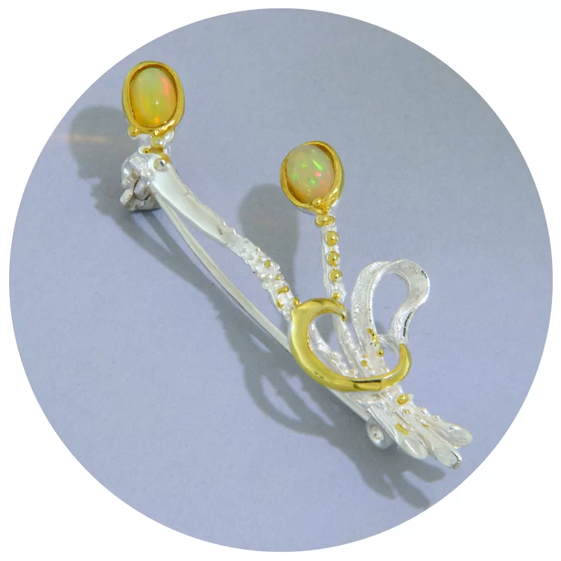 Brosa Argint 925 Accente Aurite Opal Natural - Spring Blooming