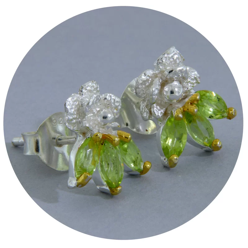 Cercei Argint 925 Accente Aurite Peridot Natural - Energie si Echilibru