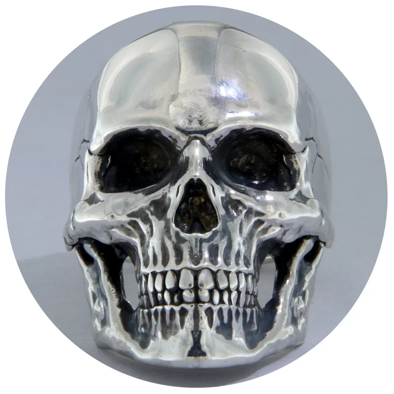 Ghiul Masiv Barbatesc Argint 925 Oxidat Craniu Skull - Putere si Atitudine