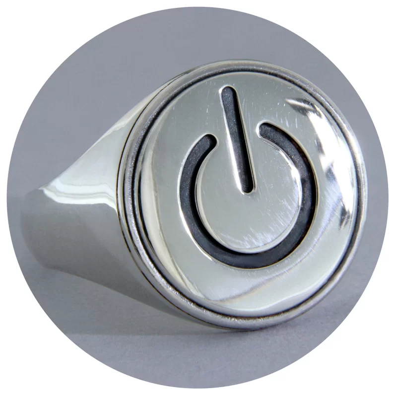 Inel Barbatesc Argint 925 Power On/Off - Good Restart
