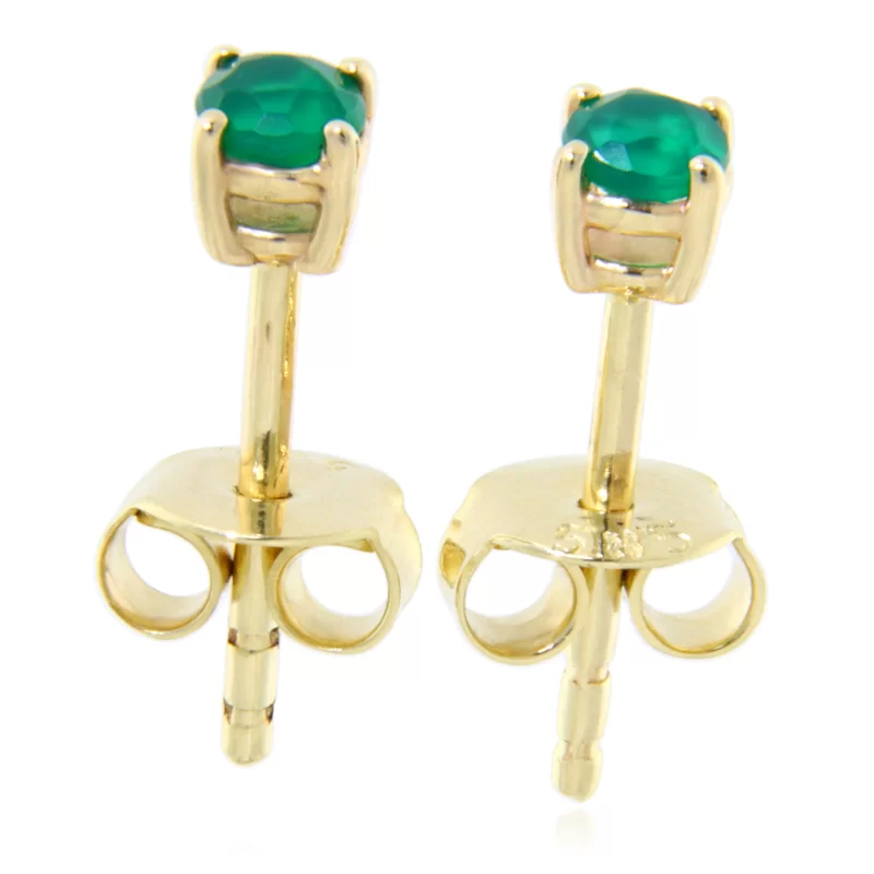 Cercei Stud Surub Aur 14k Onix Verde Natural - Rafinament Pur