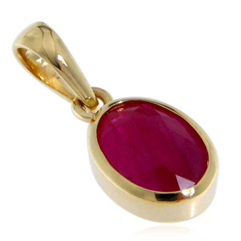 Pandantiv Aur Galben 14k Rubin Natural Oval - Noblete si Feminitate