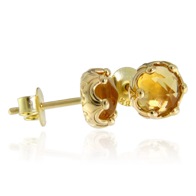 Cercei Stud Aur Galben 14k Citrine Naturale Colectia Miniature Royals - Aur Solar