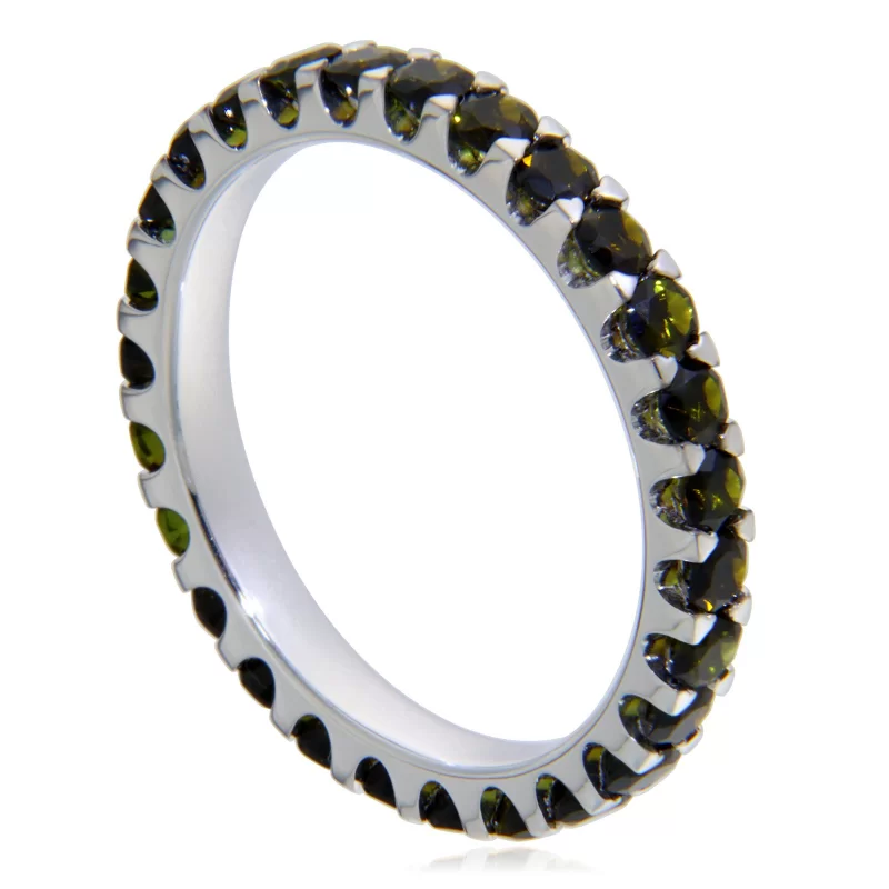 Inel Eternity Aur Alb 14k Turmalina Verde Naturala - Stralucire Eterna