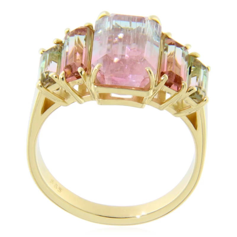 Inel Aur Galben 14k Turmalina Bicolora Watermelon - Contrast Vibrant